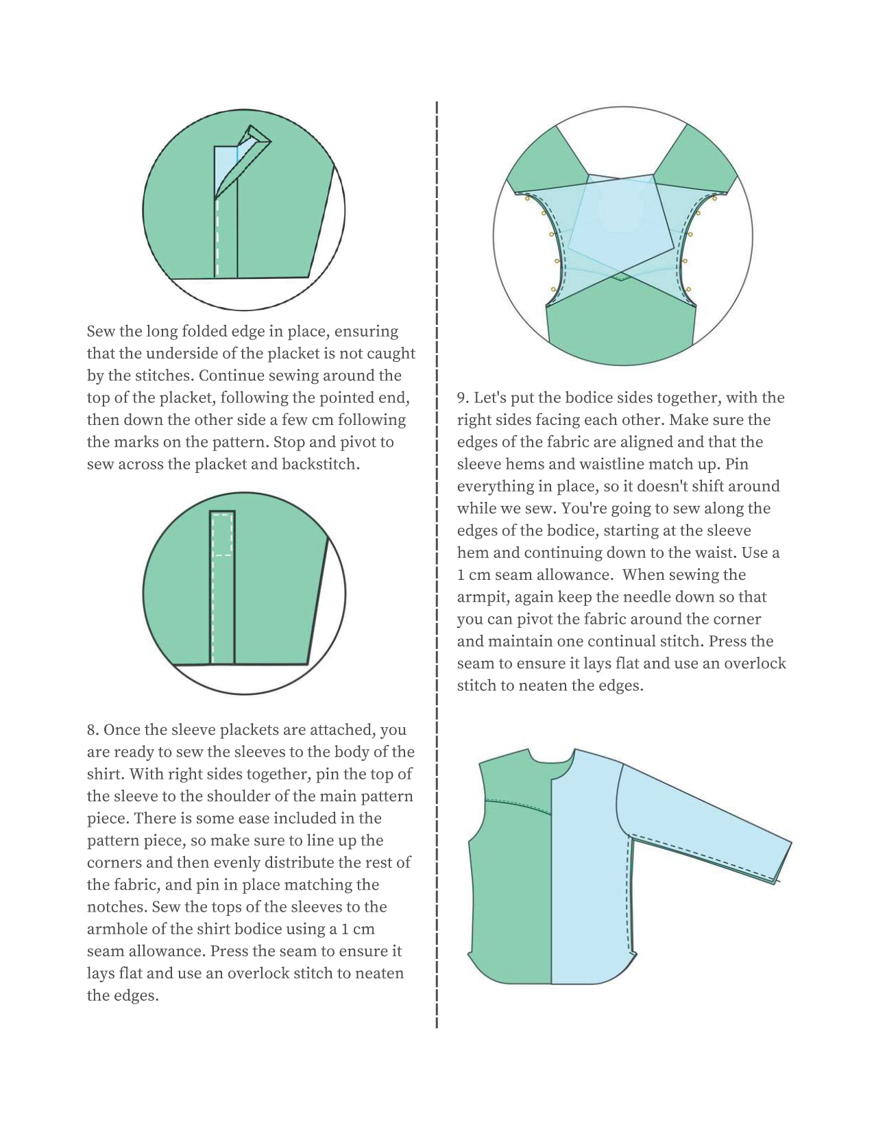 The Rondeau - pdf shirt sewing pattern; sizing from XS to 5XL